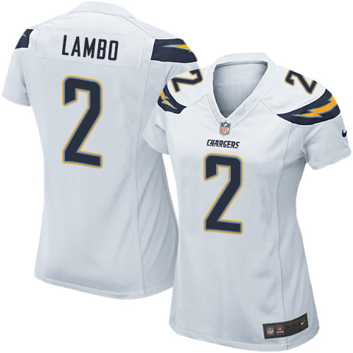 Women's Game Josh Lambo Nike Jersey White Road - #2 NFL Los Angeles Chargers